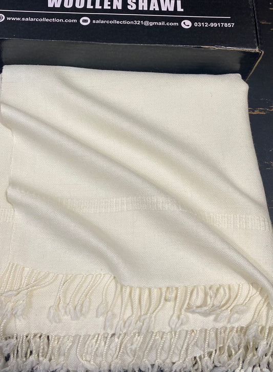 64 woolen shawl pure handmade woolen shawl Cream Color