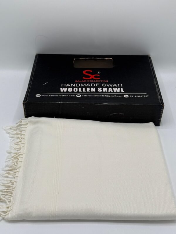 64 White Pure Wool Handmade Woolen Shawl