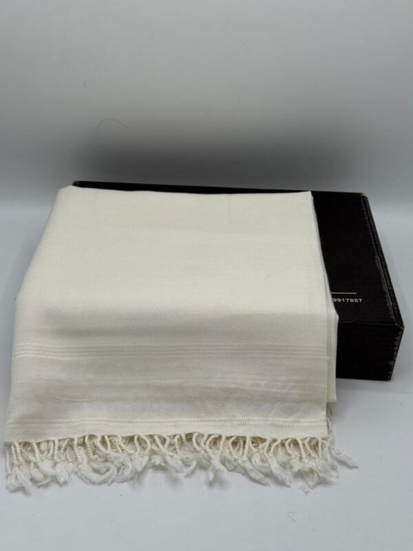 64 White Pure Wool Handmade Woolen Shawl